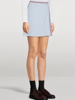 Cotton Waffle Wrap Mini Skirt