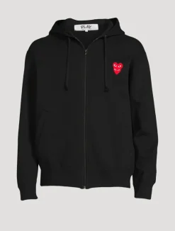Cotton Zip Hoodie With Overlapping Heart