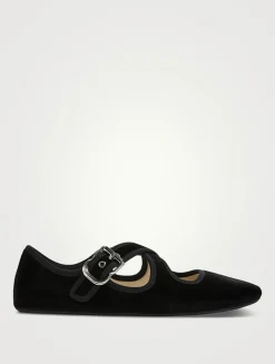 Criss Cross Velvet Ballet Flats