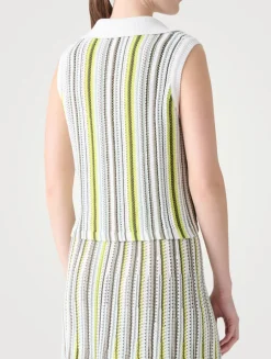 Crochet Stripe Polo Shirt