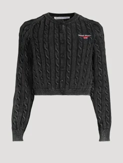 Cropped Cable-Knit Cardigan