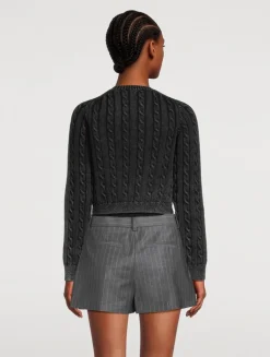 Cropped Cable-Knit Cardigan