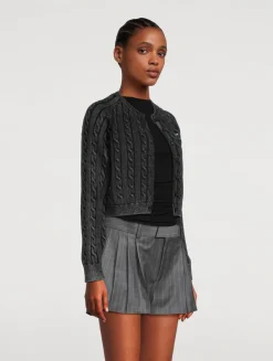 Cropped Cable-Knit Cardigan