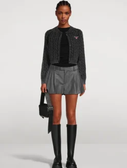 Cropped Cable-Knit Cardigan