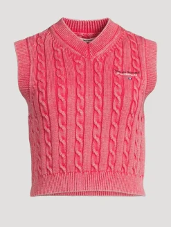 Cropped Cable-Knit Sweater Vest