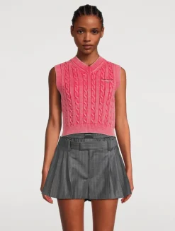 Cropped Cable-Knit Sweater Vest