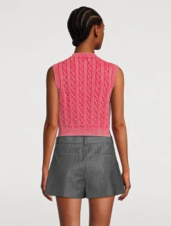 Cropped Cable-Knit Sweater Vest