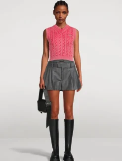 Cropped Cable-Knit Sweater Vest