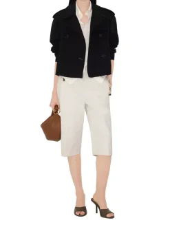 Cropped Gabardine Trench Jacket