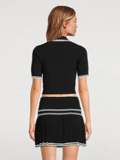 Cropped Knit Polo Shirt