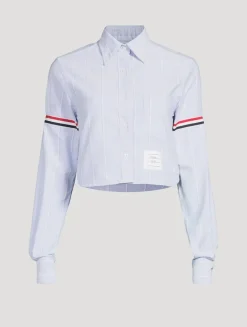 Cropped Oxford Shirt In Stripe Print