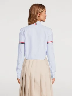 Cropped Oxford Shirt In Stripe Print