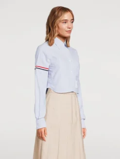 Cropped Oxford Shirt In Stripe Print