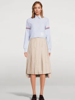 Cropped Oxford Shirt In Stripe Print