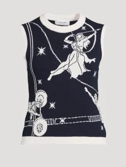 Cropped Poplin Shirt in Olympic Constellation Print