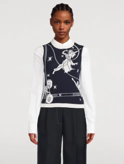 Cropped Poplin Shirt in Olympic Constellation Print