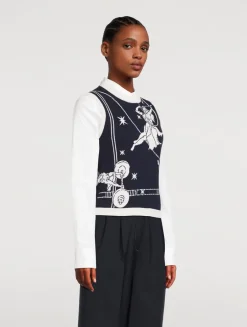 Cropped Poplin Shirt in Olympic Constellation Print
