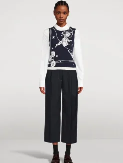 Cropped Poplin Shirt in Olympic Constellation Print