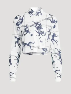 Cropped Poplin Shirt in Olympic Constellation Print