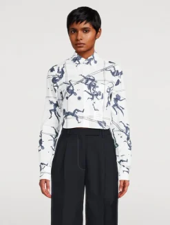 Cropped Poplin Shirt in Olympic Constellation Print