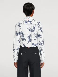 Cropped Poplin Shirt in Olympic Constellation Print