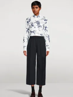 Cropped Poplin Shirt in Olympic Constellation Print