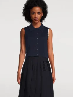 Cropped Sleeveless Cardigan