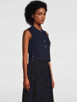 Cropped Sleeveless Cardigan