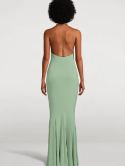 Cross Halter Fishtail Gown
