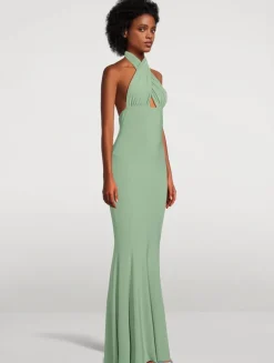 Cross Halter Fishtail Gown