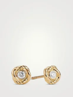 Crossover Infinity Stud Earrings In 18k Yellow Gold With Diamonds