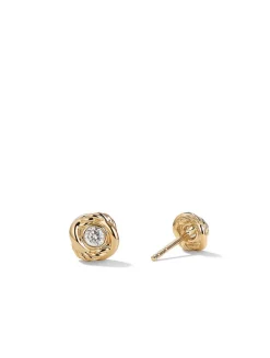 Crossover Infinity Stud Earrings In 18k Yellow Gold With Diamonds
