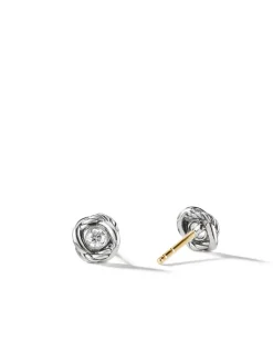Crossover Infinity Stud Earrings In Sterling Silver With Diamonds
