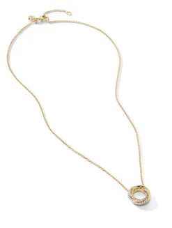 Crossover Pendant Necklace In 18k Yellow Gold With Pavé Diamonds