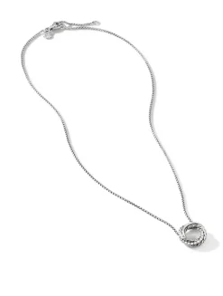 Crossover Pendant Necklace In Sterling Silver With Pavé Diamonds