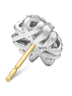 Crossover Stud Earrings In Sterling Silver With Diamonds, 11mm