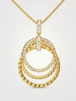 Crossover Trio Pendant Necklace In 18k Yellow Gold With Diamonds, 24mm