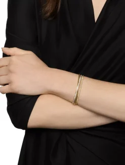 Crossover Trio Three Row Cuff Bracelet In 18k Yellow Gold With Diamonds, 11mm