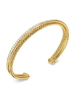 Crossover Two Row Bracelet In 18k Yellow Gold With Diamonds, 6mm
