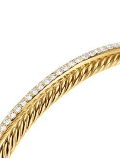Crossover Two Row Bracelet In 18k Yellow Gold With Diamonds, 6mm