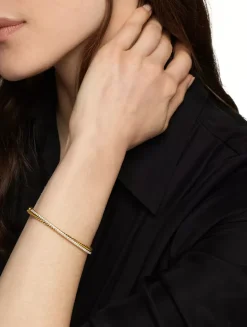 Crossover Two Row Bracelet In 18k Yellow Gold With Diamonds, 6mm