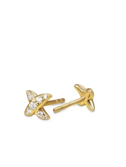 Crossover X Stud Earrings In 18k Yellow Gold With Diamonds, 6mm