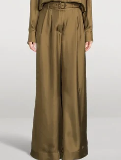 Crush Silk Wide-Leg Trousers