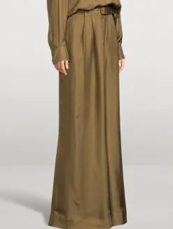 Crush Silk Wide-Leg Trousers