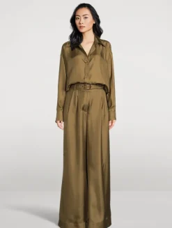 Crush Silk Wide-Leg Trousers