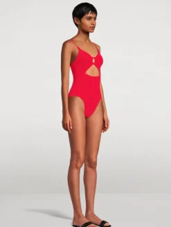 Crystal Cut-Out One-Piece Swimsuit