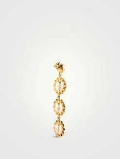 Crystal Disc Triple Drop Earrings