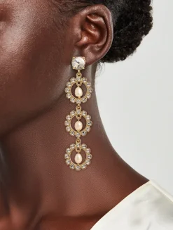 Crystal Disc Triple Drop Earrings