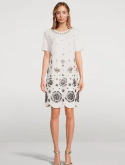 Crystal Medallion Shift Dress