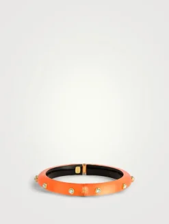 Crystal Studded Lucite Hinge Bangle Bracelet